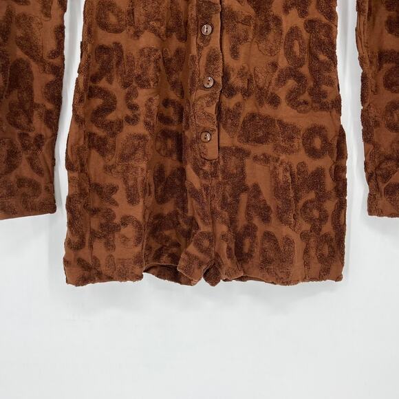 Jaded London Toweling Romper Brown Playsuit Size 4 - Picture 6 of 6